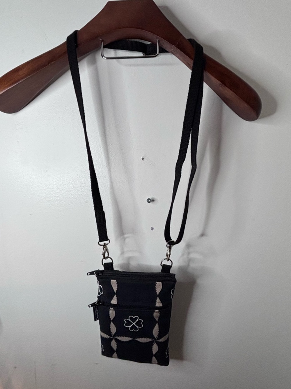 Lyckoboda Black Compact Crossbody Travel Pouch made in Finland